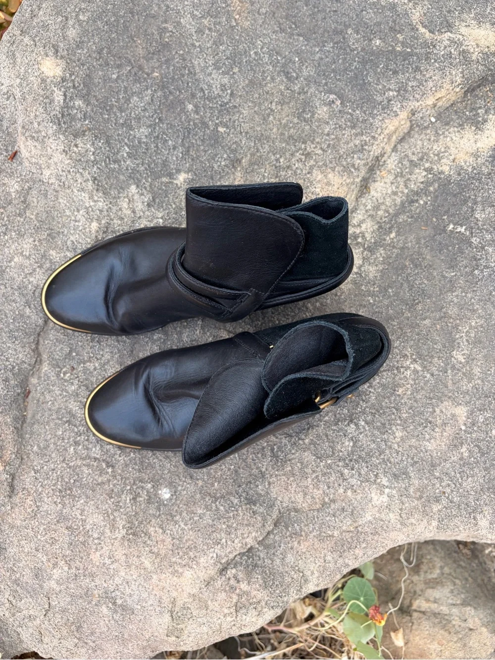 UGG Leather Ankle Boots with Brass Accents